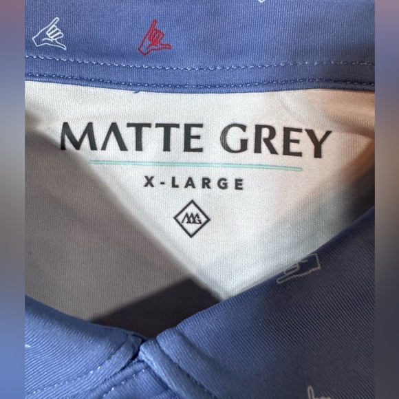 Matte Gray Polo Shirt Mens Sz XL Geometric Lightweight Stretch Golf Casual Logo - Picture 7 of 14